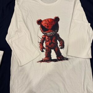 Gildan White Long Sleeve Tee with Red Graphic